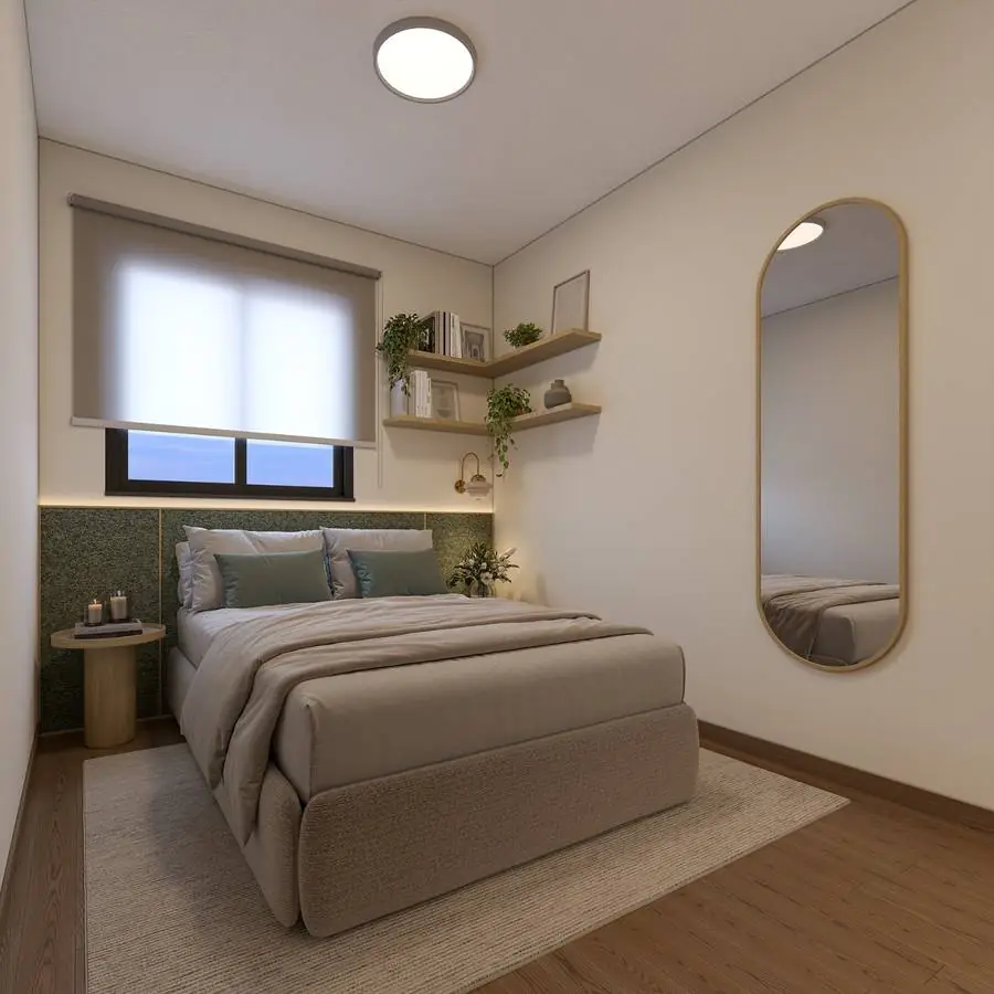 Quarto de casal do apartamento do Caminho dos Alecrins