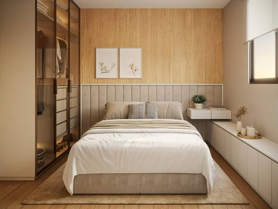 Quarto de casal do apartamento do Caminho das Pitangueiras